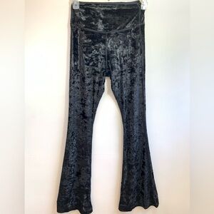 Splits59 Leggings Long Black Crushed Velvet Flares.SizeM.High waist Pants .NWOT